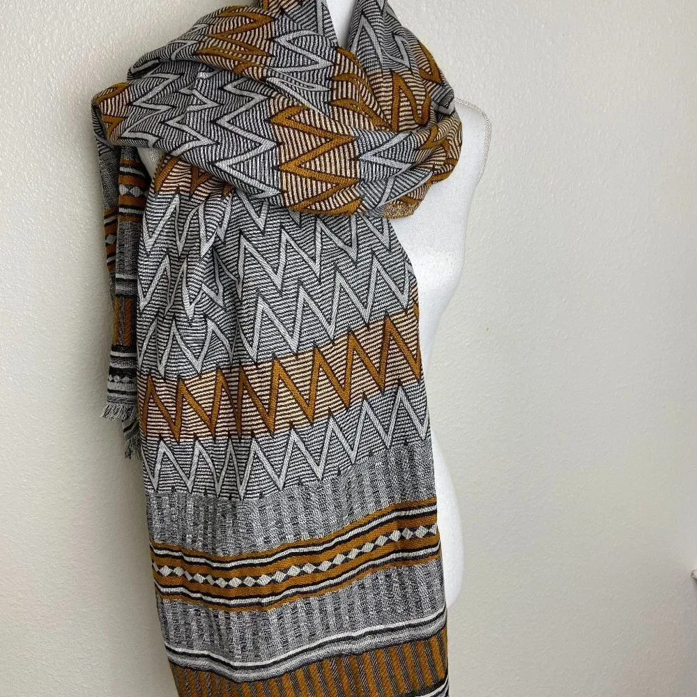 Quagga Organic Cotton Green Label Zig - Zag Large Scarf Wrap Shawl